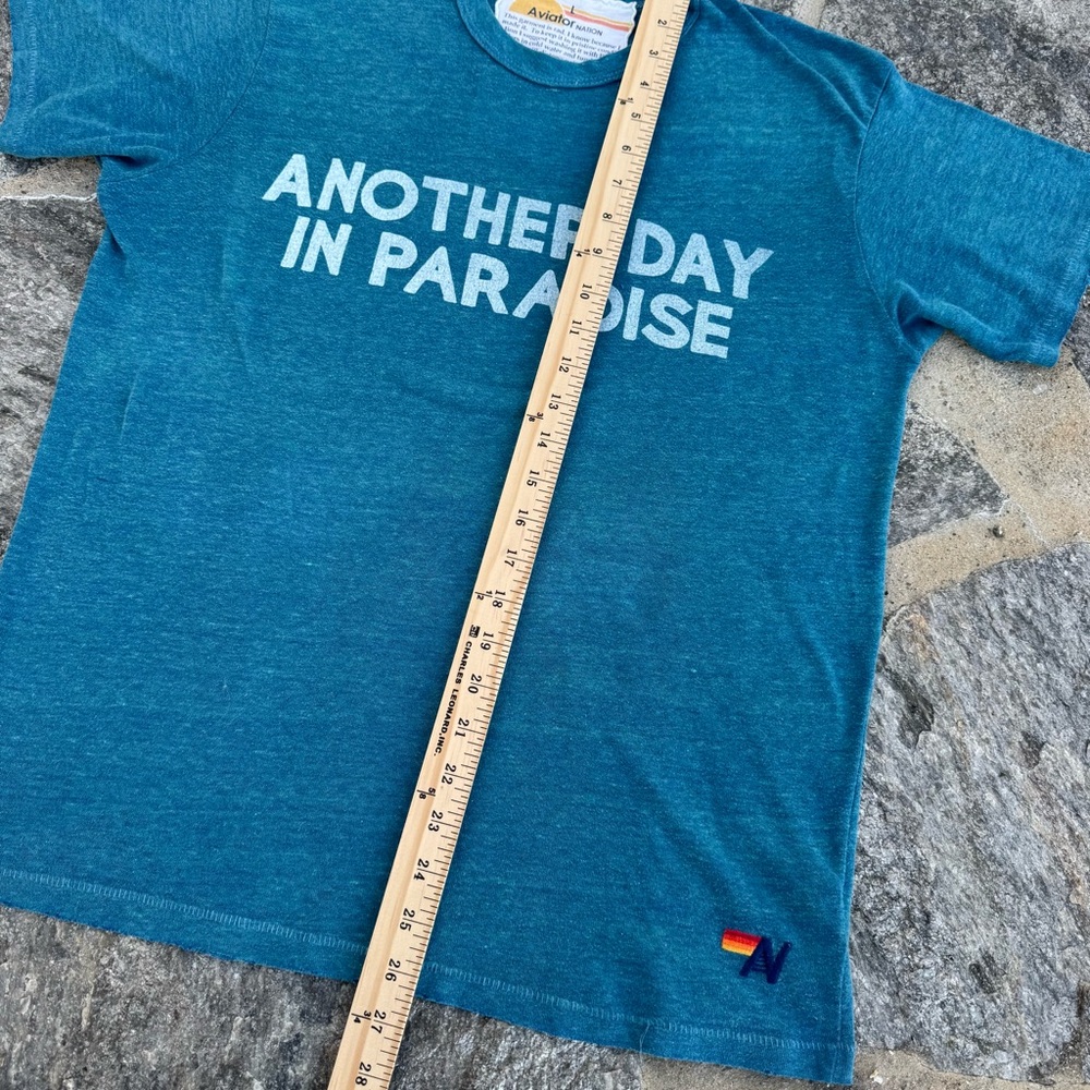 Mens Aviator Nation Another Day In Paradise White Lettering Blue T Shirt - Picture 4 of 7